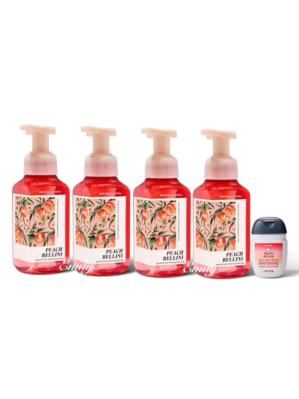 4X PEACH BELLINI Bath & Body Works foaming hand soap 8.75 fl oz Set Bundle